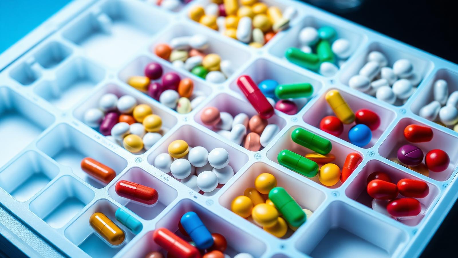 Assorted pharmaceutical capsules and tablets
