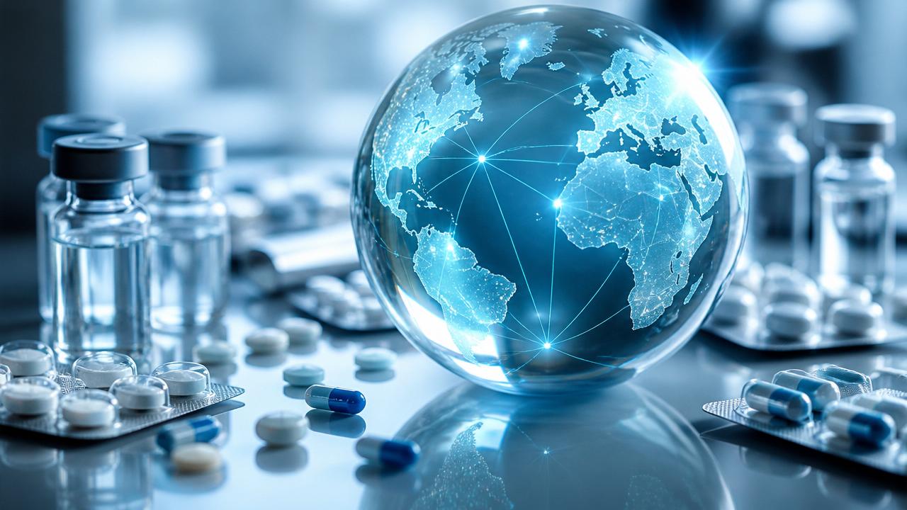 Global pharmaceutical reach — Earth globe